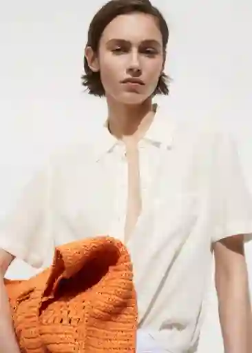 Camisa Moss Off White Talla M Mujer Mango