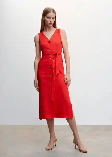 Vestido Sausalit Rojo Talla 24 Mujer Mango