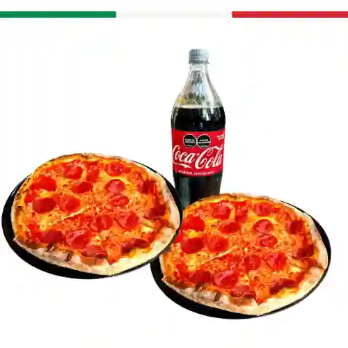 2 Pizzas 30cm Peperroni+1 Coca Cola 15l