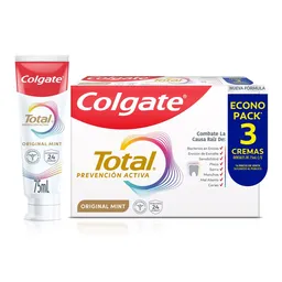 Crema Dental Colgate Total Original Mint Prevención Activa 3 x 75 mL