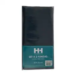 H&H Set Fundas 100% Poliéster Azul Oscuro 50 x 70 cm