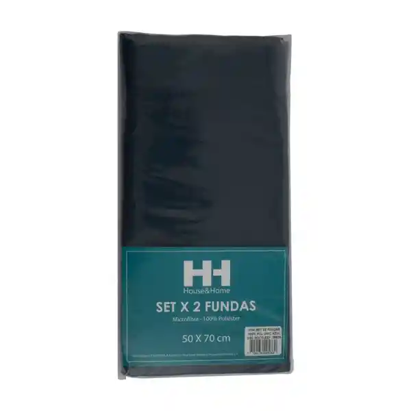 H&H Set Fundas 100% Poliéster Azul Oscuro 50 x 70 cm