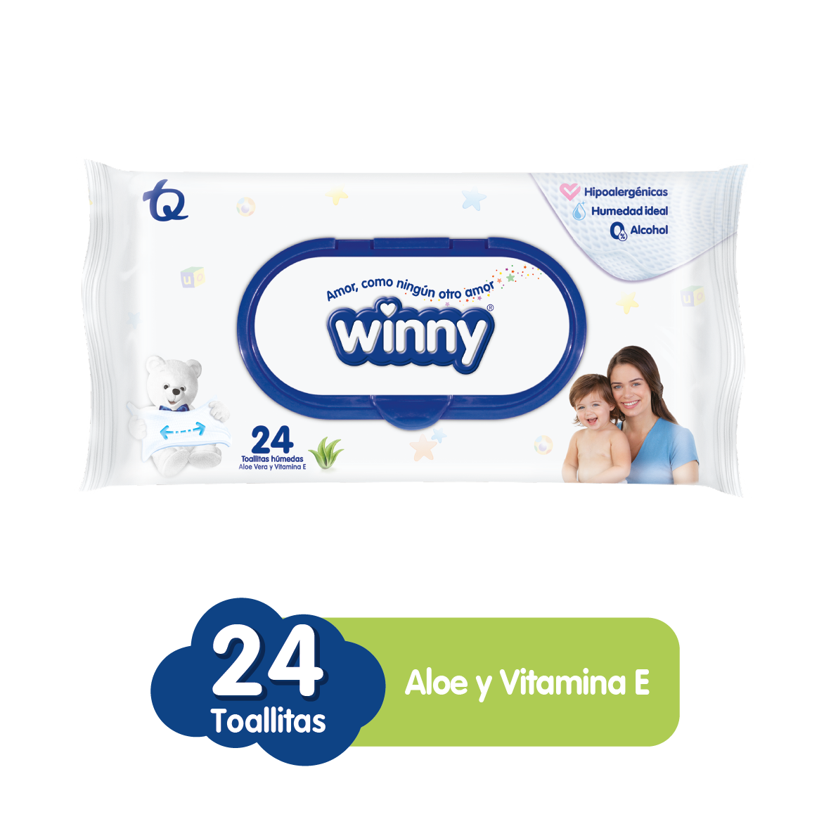 Winny Toallitas Húmedas con Aloe Vera y Vitamina E 24 und