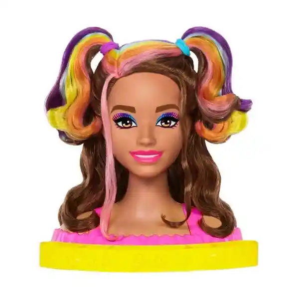 Barbie Muñeca Styling Head Arcoíris Neón Castaña