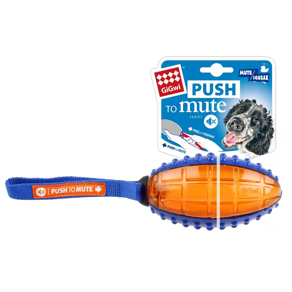 Juguete Perro Rugby Push To Mute Azul Naranja