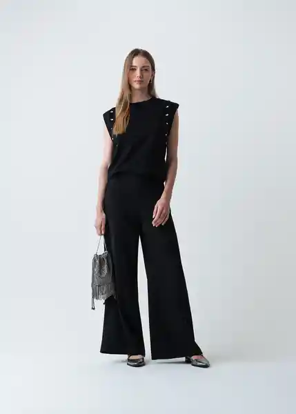 Camiseta Mujer Negro Puro Ultraoscuro Talla S 503G075 Naf Naf