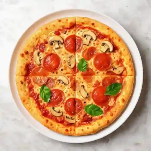 Pizza chorizo italiano y champiñones