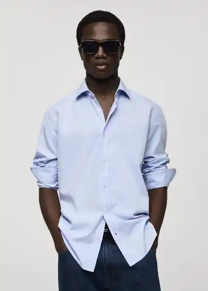 Camisa Vitoria Celeste Talla S Hombre Mango