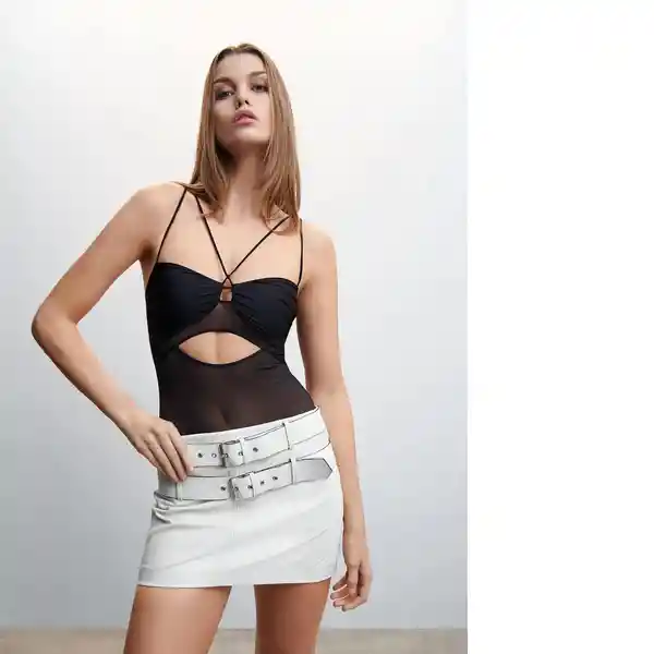 Falda Belt Blanco Talla L Mujer Mango