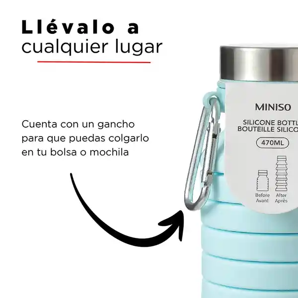 Miniso Termo de Silicona Plegable Azul 550 mL