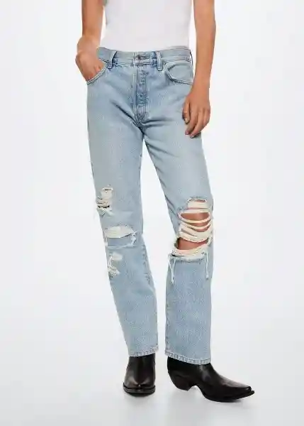 Jeans Shantal Tejano Medio Talla 38 Mujer Mango