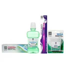 Combo Seda Dental + Enjuague Bucal + Crema Dental + Cepillo Adul