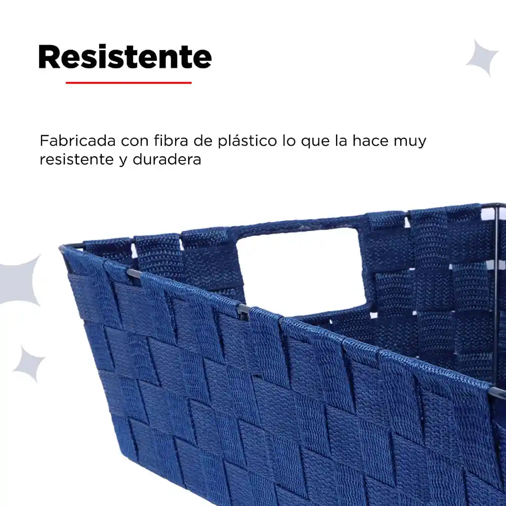 Miniso Cesta de Almacenamiento Tejida Azul L