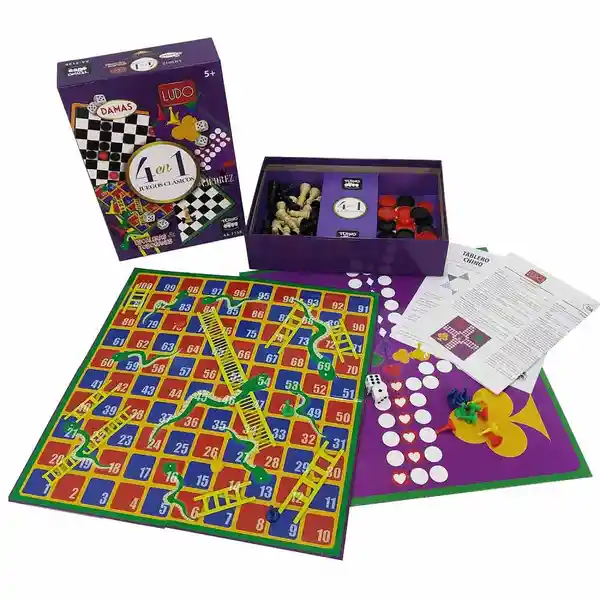 Toyng Set Juegos 4 en 1 Ajedrez Dama Ludo Escalera