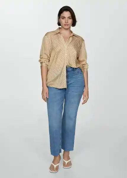 Camisa Nina Marrón Talla L Mujer Mango