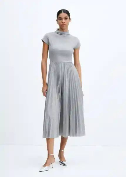 Vestido Latte-A Gris Claro Vigore Talla M Mujer Mango