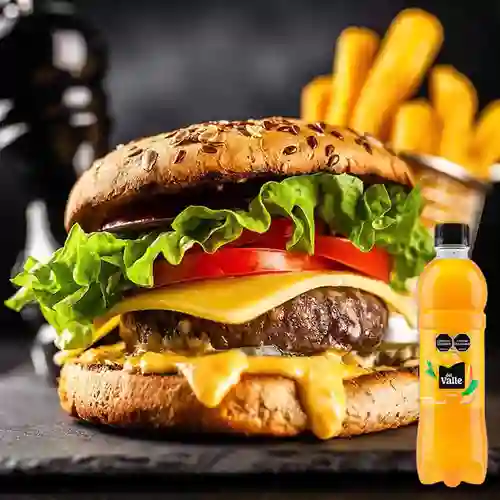 Hamburguesa c/ Carne +Del Valle Frutal Mango 500ML
