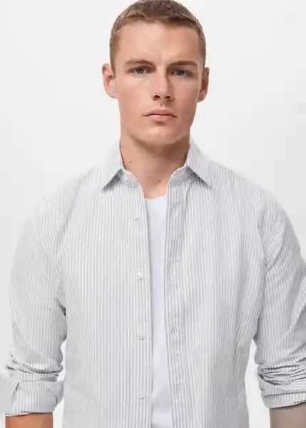 Camisa Kodak1 Gris Talla M Hombre Mango