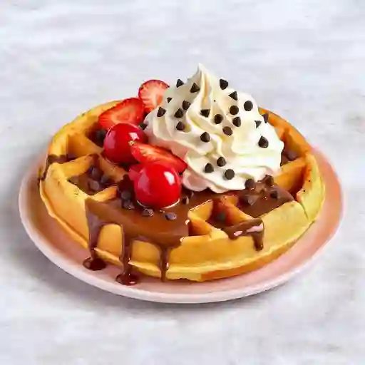 Waffle de Nutella Fresa Chantilly Cerezas y Chip de Chocolate