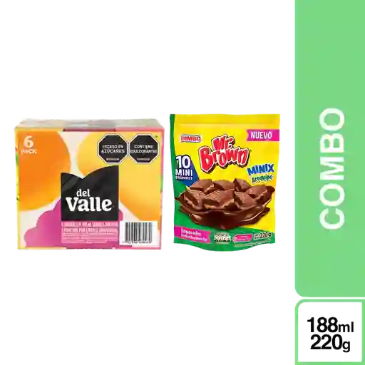 Combo Del Valle Frutal Surtido 188 mL x 6 Und + Brownie Arequipe