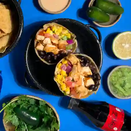Combo Burrito Pollo Asado +Nachos+bebida