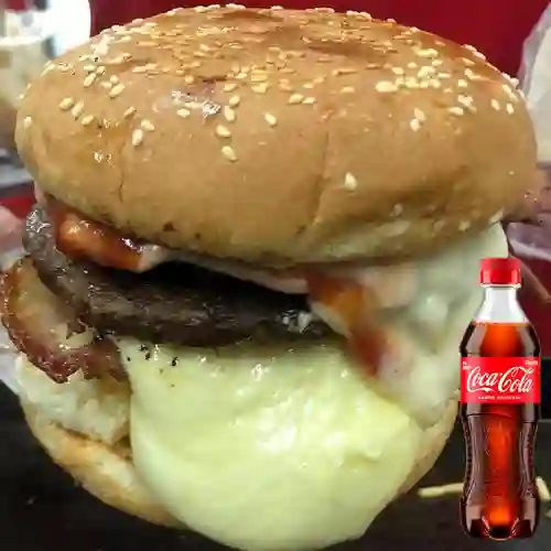 Combo Hamburguesa Queso Tocineta +Cocacola Orig 400ml