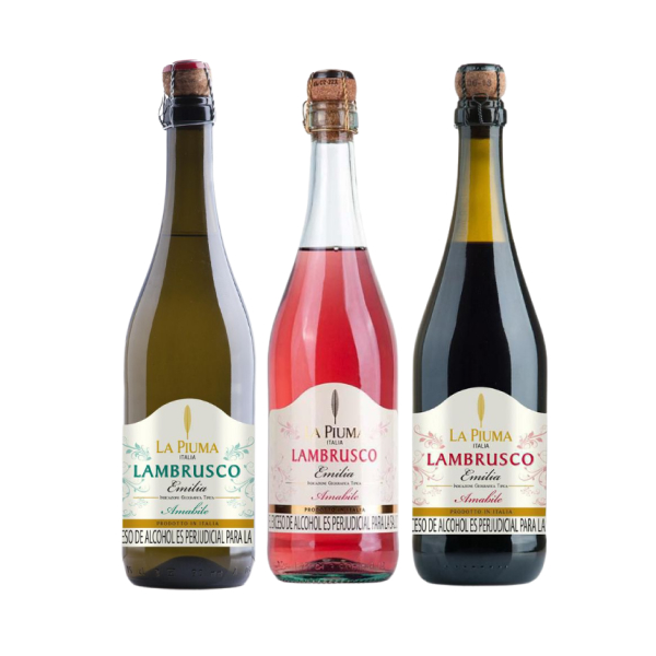 Combo Vino Lambrusco Tinto + Vino Blanco + Vino Rosado