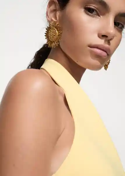 Chaleco Lilo Amarillo Pastel Talla L Mujer Mango