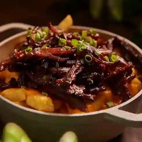 Fries de brisket ahumado bbq