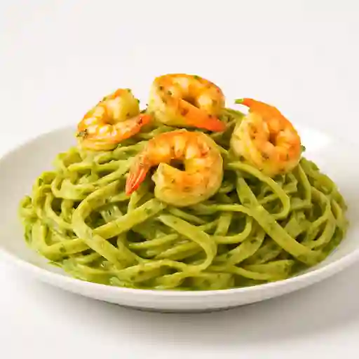 Fettuccine Al Pesto e Gamberi