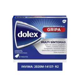 Dolex Gripa Alivia Los Multisíntomas (500 mg) 12 Tabletas