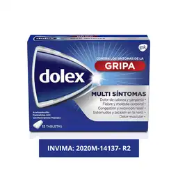 Dolex Gripa  Alivia los MULTISÍNTOMAS de la Gripa X 12 tabs