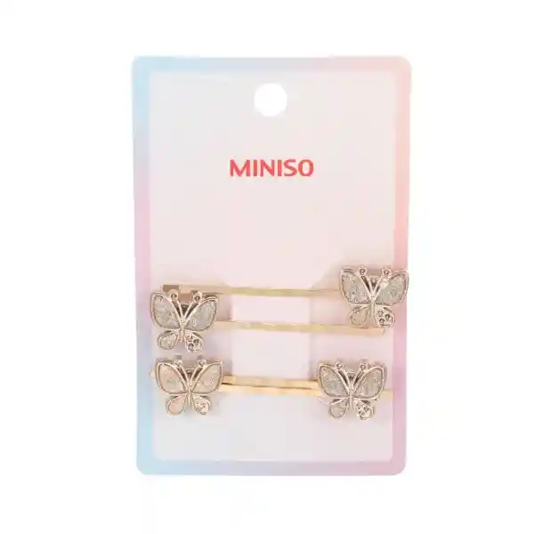 Set de Pinzas Para Cabello Serie Mariposas Cristal Miniso