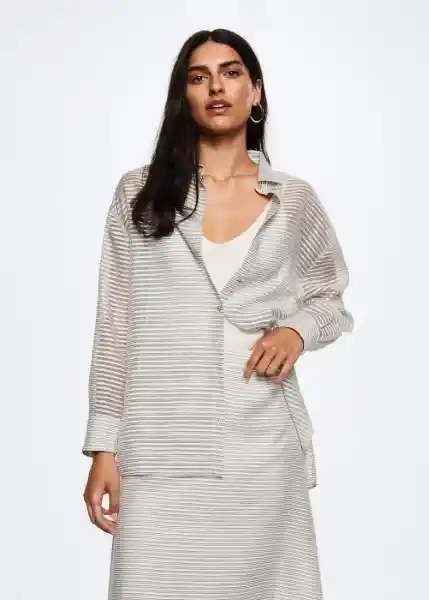 Camisa Raya-A Offwhite Talla M Mujer Mango