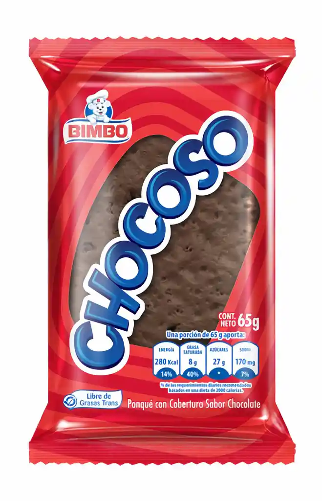 Chocoso Ponqué con Cobertura Sabor a Chocolate