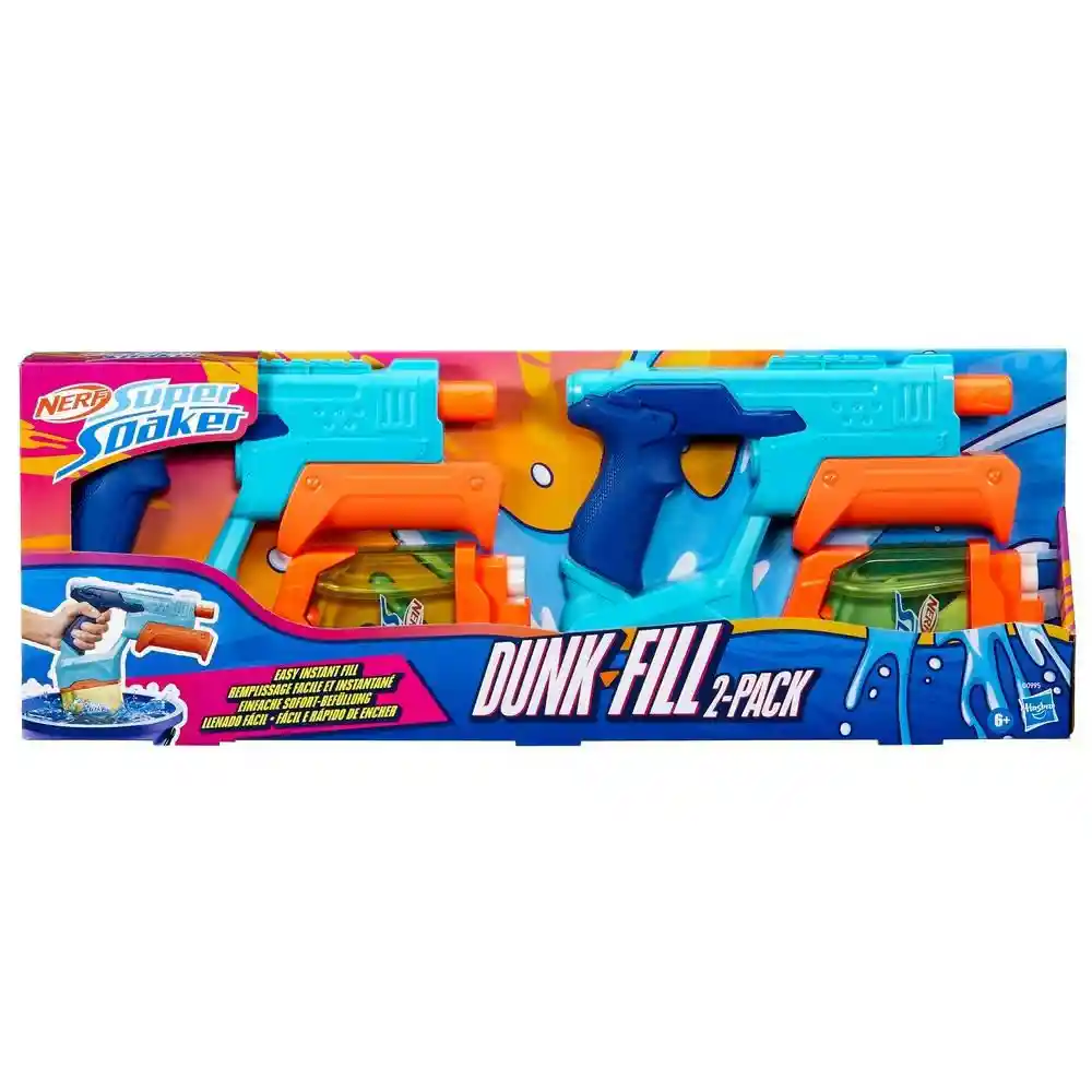 Lanzador de Agua Super Soaker Pack Doble Dunkfill Nerf