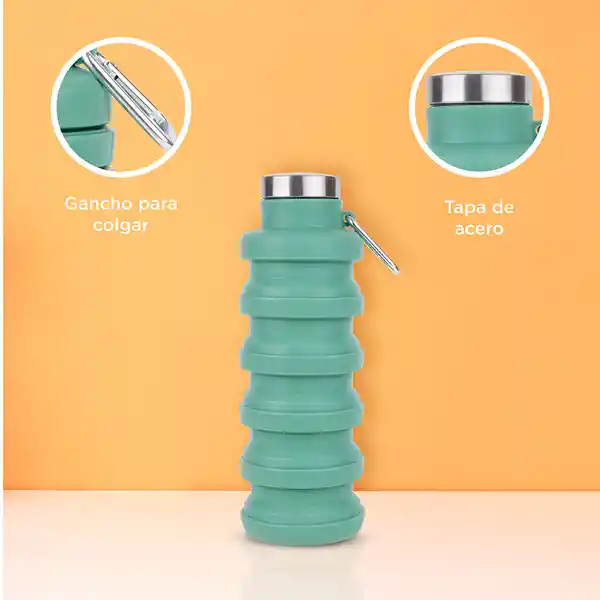 Botella de Silicona de Plegable Color Sólido Verde 500 mL Miniso