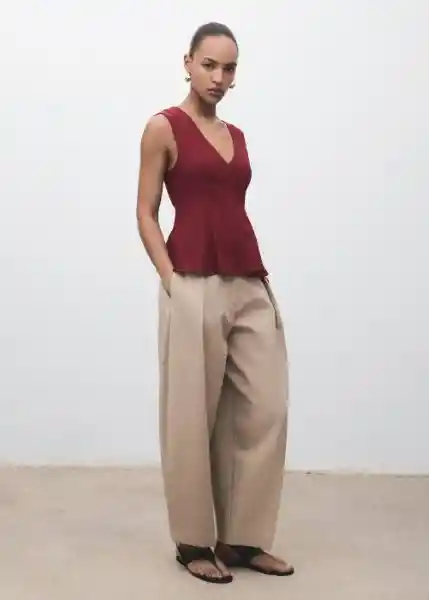 Top Pep Burdeos Talla S Mujer Mango