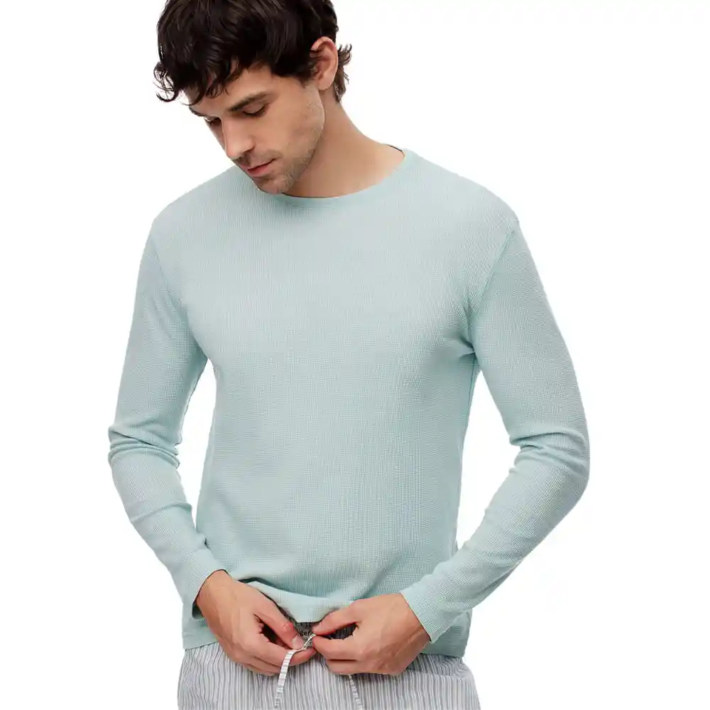 Camiseta Manga Larga en Algodón Masculino Aiziq Gef Talla S