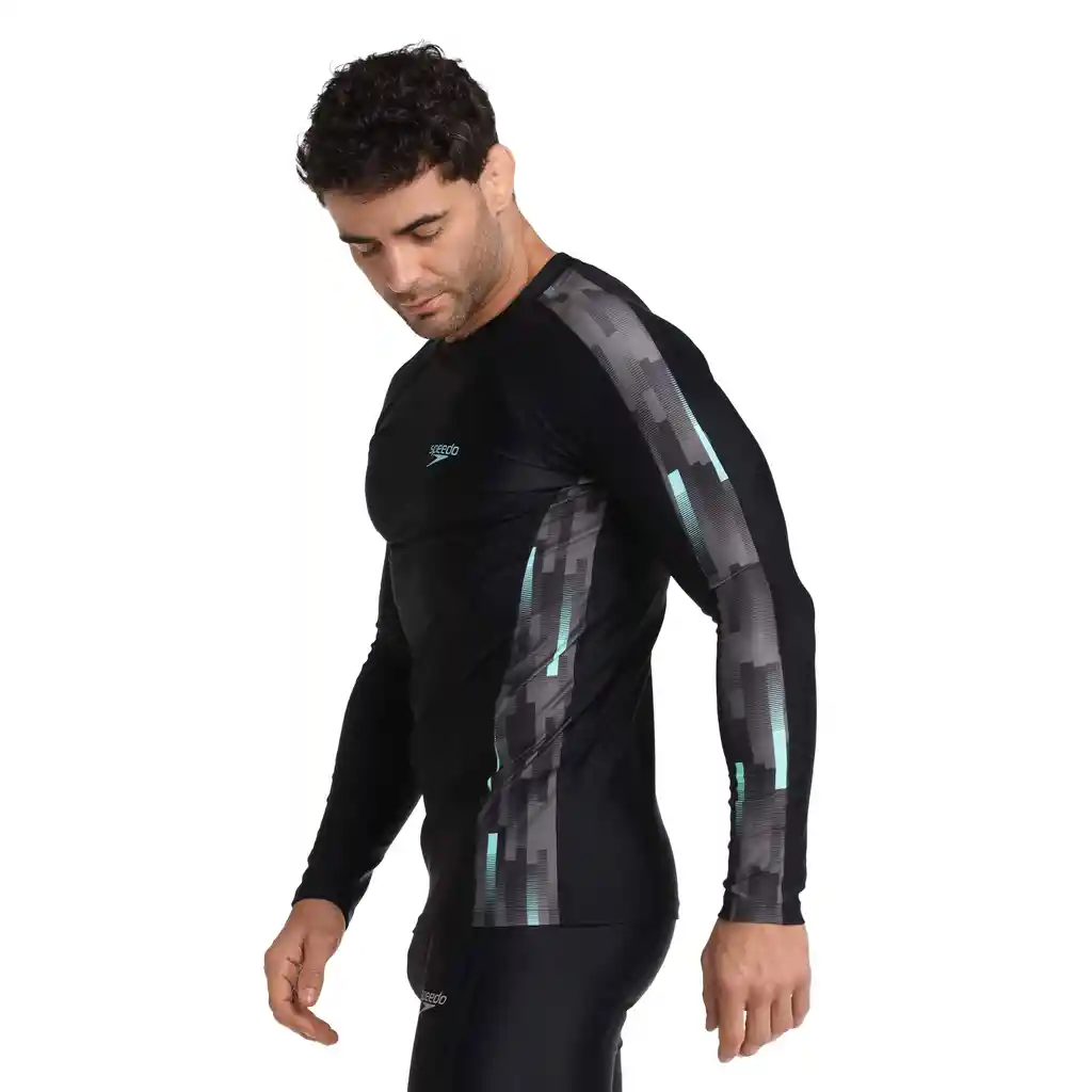 Camiseta Manga Larga Sunshine Marine Dot Linear Hombre Negro-xl