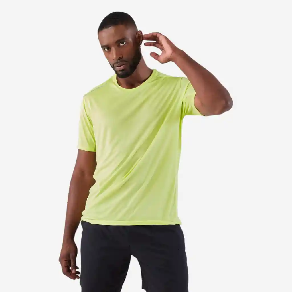 Camiseta de Running Transpirable Para Hombre Kalenji Dry Amarillo/verde Limón