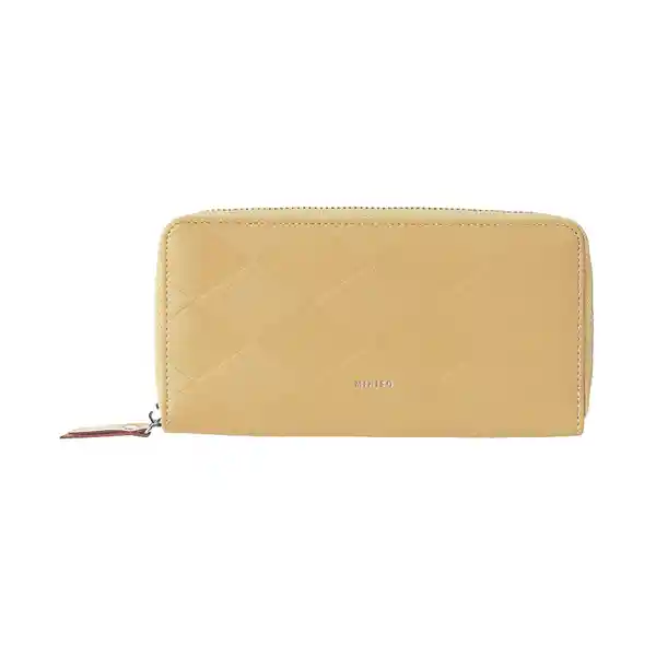 Cartera Para Mujer Larga de Rombos en Relieve Amarillo Miniso