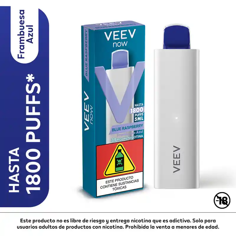 VEEV Now Vapeador Desechable Frambuesa Azul 3.5% 5ml 1800 Puffs