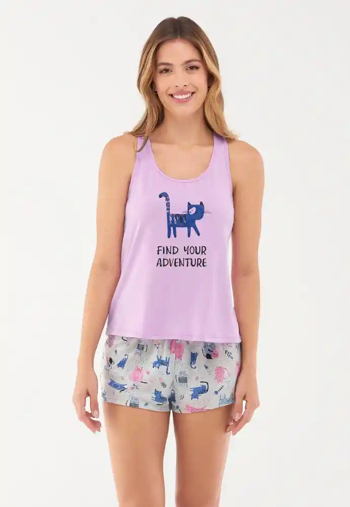 Pijama Pijama Short Camisilla Escote Xl-lila