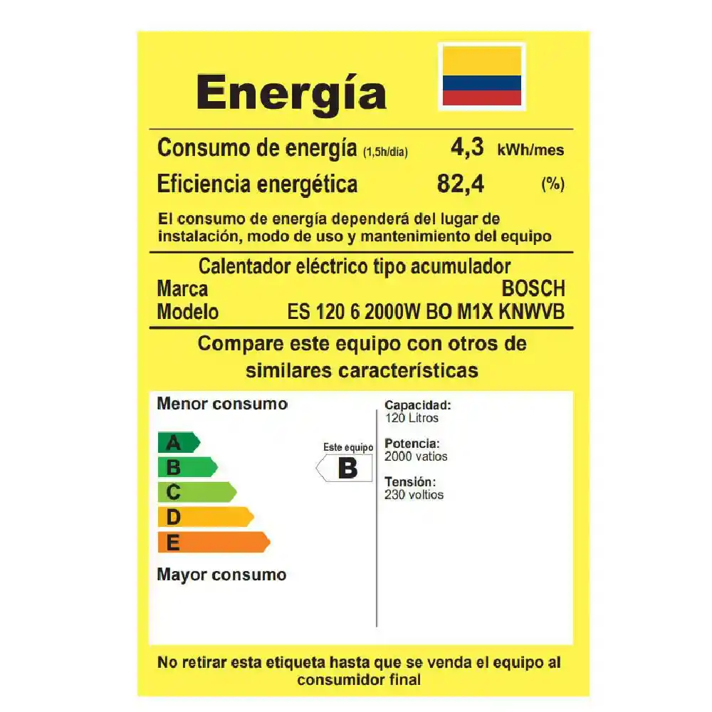 Bosch Calentador Eléctrico Acumulación de 32Galones 773650335