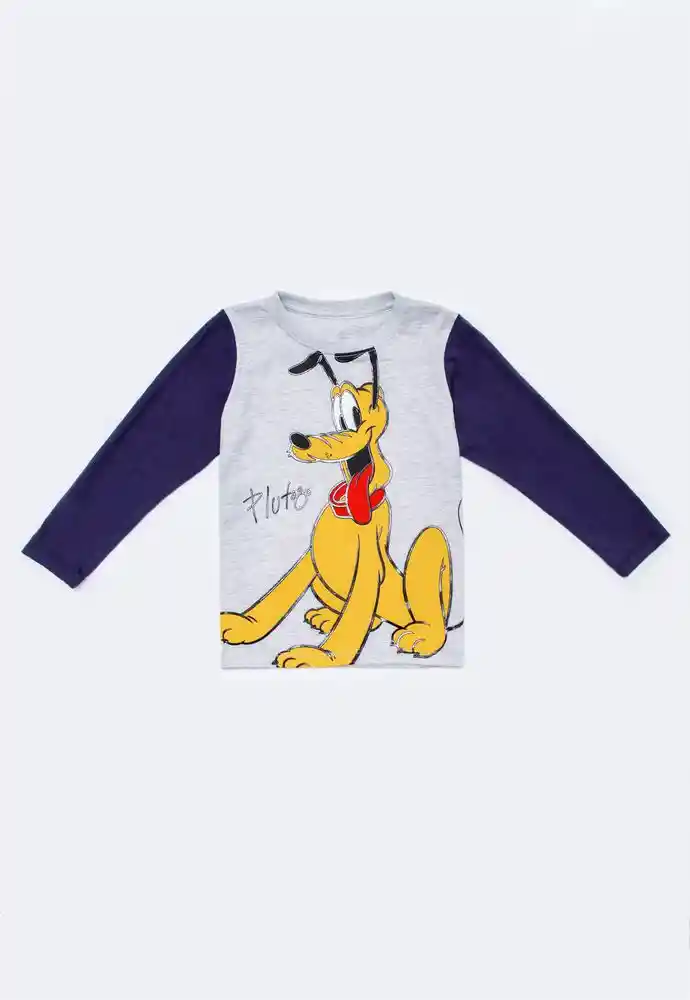 Camiseta Manga Larga 6/9 Meses-jaspe