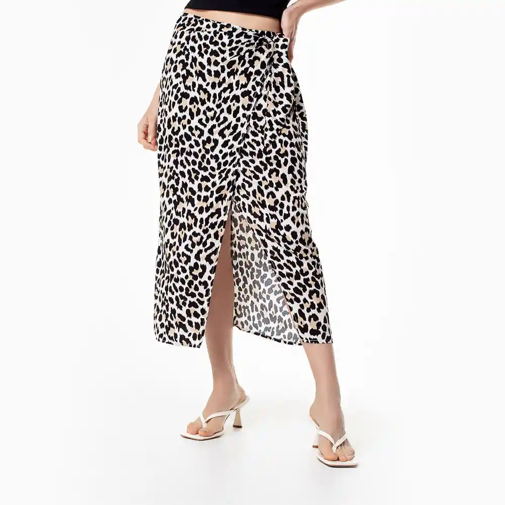 Falda Midi Tiro Alto Tejido Plano Femenino Luwu Gef