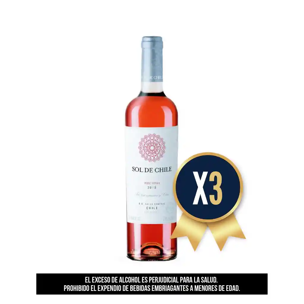 Vino Rosado Sol De Chile Rose Blend750Ml Combo X 3