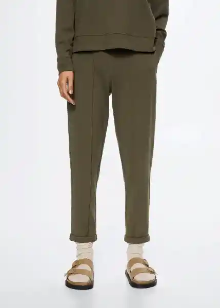 Pantalón Pique Khaki Talla 28 Mujer Mango