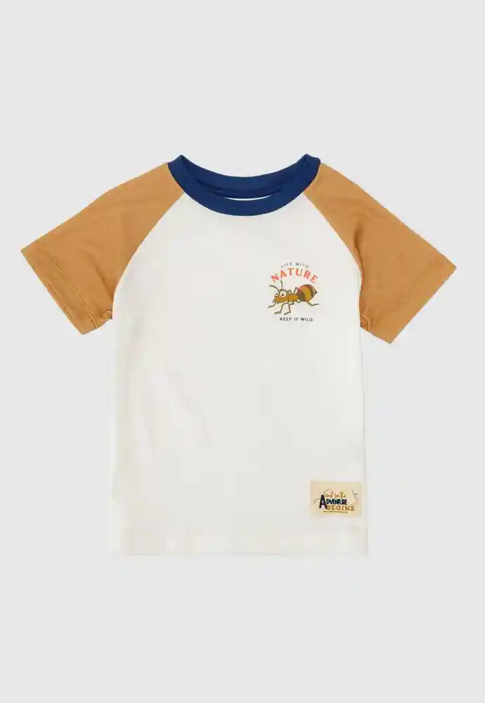 Camiseta Manga Corta 9/12meses-ivory